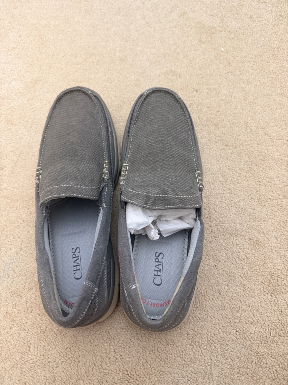 Chaps Men’s Gray Canvas Slip-On Loafers